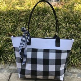 NEWBuffalo Check Handbag 30*45*15cm Large Storage Bags Capacity Travel Tote Storage Maternity Bags Red Black Plaid Mommy Bag by Ocean ZZA665