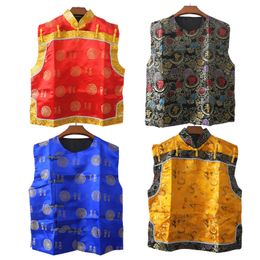 Chinese New Year Traditional Stage Wear Tang Suits Man Vest Embroidery Ancient China WaistJacket Spring Autumn Festive Waistcoat For Asian