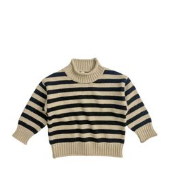 Kids Striped Pullover Autumn Winter Baby Boys Girls Knitted Bottomed Shirt Baby Boys Girls Pullover Sweater