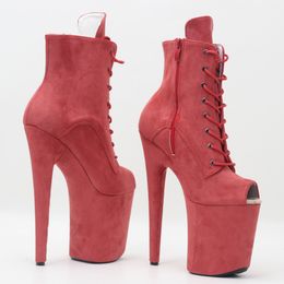 8 inch high heel Suede Peep Toe Lace Up poleplay dancing Boots