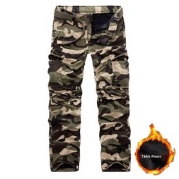 Winter Camouflage Military Tactical Thick Fleece Men Multi-pocket Cargo Pants man Warm velvet Casual Trousers Plus Size 40 210715