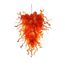 Orange Hand Blown Glass Chandeliers Lighting Art Deco LED Pendant Lights Italy House Decoration Living Room H otel Free Delivery