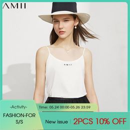 Minimalism Summer Vests For Women Fashion Modal Letter Embroidery Slim Fit Clothing Causal Crop Top 12140429 210527