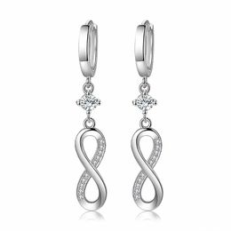 Dangle & Chandelier Geometric Cross Crystal Zircon Diamonds Gemstones Drop Earrings For Women 18k White Gold Filled Fine Jewelry Trendy Acce