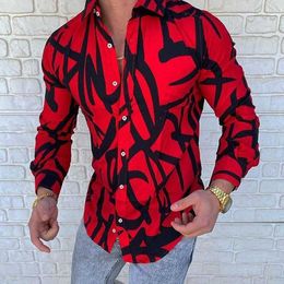 Luxury Gold Red Shirt Men Slim Fit Long Sleeve Chemise Homme Social Club Prom 210721