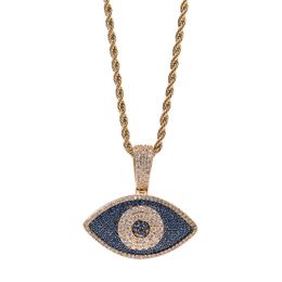 Iced Out Devil Eye Pendant Necklace Gold Sier Plated Mens Bling Hip Hop Jewellery Gift93 27