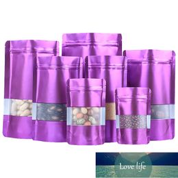 Wholesale 100pcs Purple Aluminum Foil Window Zipper Bag Kitchen Spice Dried Flower Fruit Cereals Powder Heat Sealing Pouches Factory price expert design Quality