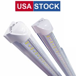 LED Tube 8FT V Shaped 4 Feet 8Feet T8 Integrated Cooler Door Double Sides 6 Rows 144W Fluorescent Light 14400lm USALIGHT