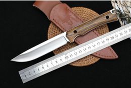 9'' New CNC 8Cr18Mov Blade Wood Full Tang Handle Survival Hunting Knife VTH196