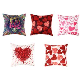 Valentine's Day Pillow Case Fashion Love Print Short Plush Pillowcase Sofa Decoration Ornament 45CM