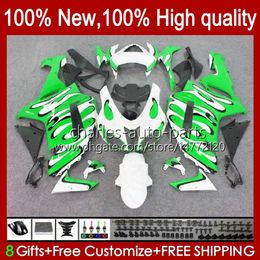 Motorcycle Fairings For KAWASAKI NINJA ZX600C ZX-600 ZX 6R 600CC 6 R ZX636 07-08 Bodywork 10No.43 ZX-636 600 CC ZX6R 07 08 ZX600 ZX 636 ZX-6R 2007 2008 Bodys Kit green flames