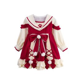Baby Girls Lolita Vintage Dress Autumn Kids Princess Infant Dresses Birthday Baptism Ball Gowns Children Boutique Clothes 210317