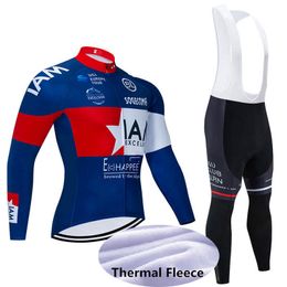 IAM team Cycling Winter Thermal Fleece jersey bib pants sets Men Long Sleeve Cycling Clothing Ropa Ciclismo Hombre Warm Y21031309