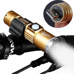 Flashlights Torches Mini USB XPE Q5LED Torch Outdoor Camping Light Rechargeable Waterproof Zoomable Lamp Bicycle 3 Mode Handy Fla