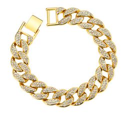 cuban style gold chain Australia - Wholesale - free shipping real fine Thick punk style Cuban short chain personality punk gold chain men's bracelet wide 12mm length 8inches