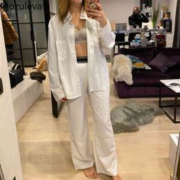 Mozuleva Women's Summer Two-piece Home Suit for Spring / Autumn Thin Long-sleeved Cotton Pants Pyjama 210809