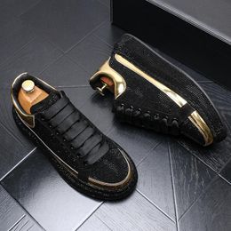 Platform boots European and American men's casual shoes Fashion rhinestone Autumn new style loafers Breathable zapatillas hombre b36