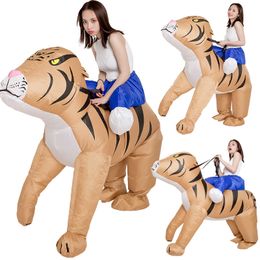 Mascot doll costume Adults Funny Animal Mount Tigers Inflatable Costumes Halloween Outfit Cartoon Mascot Party Role Play Dress Up Clothes