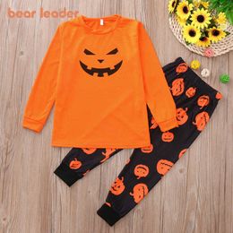 Bear Leader Halloween Family Matching Outfits Dad Mommy Daughter Clothing Sets Women Kids Casual Cartoon Cute Homewear Suits 210708