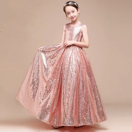 gold pageant dresses for toddlers UK - Gold Sequined Toddler Ball Gowns Girls Pageant Dresses Jewel Long Sleeves Formal Kids Party Gown long Flower Girl Dresses for Weddings