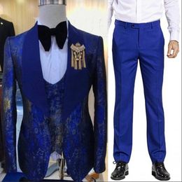 Customise tuxedo One Button Handsome Shawl Lapel Groom Tuxedos Men Suits Wedding/Prom/Dinner Man Blazer(Jacket+Pants+Tie+Vest) W966