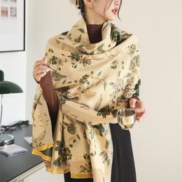 Scarves Floral Winter Scarf Women Fashion Print Cashmere Pashmina Lady Shawls Wraps Stoles Female Thick Warm Blanket1