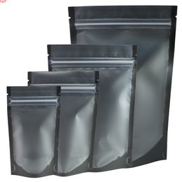Assorted Size Matte Black Storage Bags Clear Front Stand Up Pouches Eco Aluminium Foil Mylar Recyclable Kitchen Ziplock Bagshigh qty