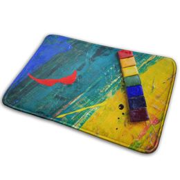 Carpets Flannel Doormat Colourful Painting Welcome Entrance Carpet Anti-Slip Nordic Style Door Floor Room Dustproof Mats