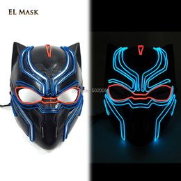 Costume Accessories Newest Black Panther EL Wire Masks Movie Fantastic Cosplay Light Up Mask for Halloween Cosplay-Props Superhero Figure