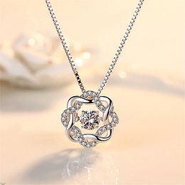 Crystal Womens Necklaces Pendant silver clavicle chain fashion simple flexible octagonal gold plated