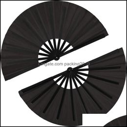 Event Festive Supplies Home & Gardenpieces Large Folding Fan Nylon Cloth Handheld Chinese Tai Chi Black Decoration Fold Hand For Party Favour