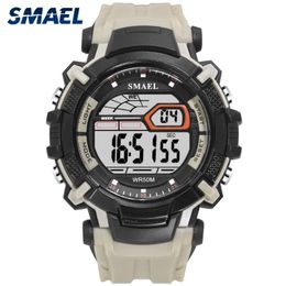 Wristwatches SMAEL Outdoor Sports Watches Men Running Big Dial Led Digital Chronograph PU Strap Waterproof Watch Clocks Zegarek