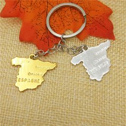 LPHZQH Whole Spain Map Chain Women Bag Car Key Ring Espanha Spanish Pendant Jewelery Christmas Gift Gold Color