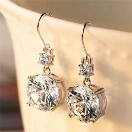 Womens Earrings Dangle crystal silver plated Simple, stone drop style