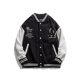 street retro embroidery baseball uniform jacket men and women trendy brand hip-hop loose wild casual couples jacket 210818