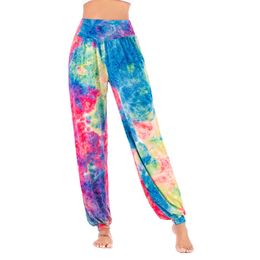 Summer Pants For Women 2020 Bohemian Tie Dye Print High Waisted Baggy Long Trousers Home Wear Joggers Womens Bottoms Joggers Hot Q0801