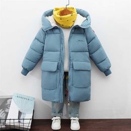 Boys Jackets Girls Winter Coats Children Baby Thick Long Kids Warm Outerwear Hooded Snowsuit Overcoat Clothes 211203