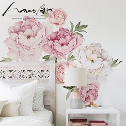 wall sticker Peony Flowers stickers home decoration Watercolour wall decor art kids room decoration bedroom decor house sticker 210308