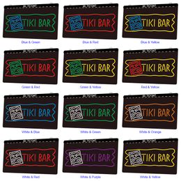 TC1347 The Tiki Bar Light Sign Dual Colour 3D Engraving