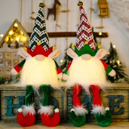 Christmas Gnome Lights with Bell Plush Tomte Ornament Santa Scandinavian Figurine Xmas Doll Decoration Home Party Gifts XBJK2111