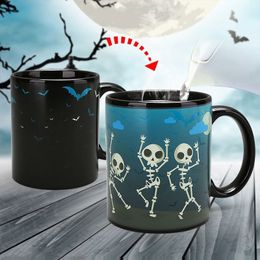 Creative pumpkin skeleton discoloration Mug,Color Changing Cup Ceramic Discoloration Coffee Tea Milk Mugs Halloween Gifts Y201015