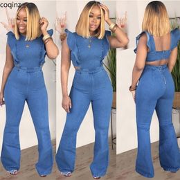 Plus Size Summer Bodycon Rompers Womens Jumpsuits Body Femme Overalls Denim Jumpsuite Bodysuit Sexy Macacao Feminino LD8327 T200509
