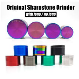 Herb Grinder Sharpstone Smoking Accessories For Dry Tobacco 4 layers 40/50/55/63mm Zinc Alloy Multi Colour