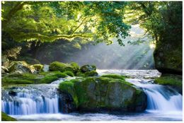Customised photo wallpaper 3d murals wallpapers Idyllic scenery forest waterfall scenery mural wall papers home decor