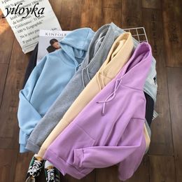 Winter Casual Fleece Women Hoodies Sweatshirts Long Sleeve Plus Velvet Pullovers Loose Hooded Jacket Female Thick Coat 200924