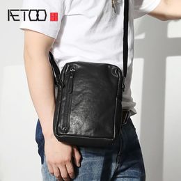 HBP AETOO Head Leather Slant Bag, Hand-made Retro Vertical One-shoulder Bag