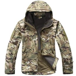 Tactical Jacket Men Outdoor Military Camouflage Waterproof Soft Shell Jackets Mens Winter Warm Fleece Flight Coats Hunt Clothes 210819