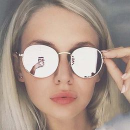 New Round Women Sunglass Designer Eyewear Occhiali da sole da uomo con montatura in metallo dorato Occhiali da sole classici da specchio UV400 28a con custodie