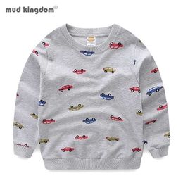 Mudkingdom Boys Sweatshirts Pullover Car Print Long Sleeve Casual Tops for Kids Clothes Cotton Children Clothing Spring Autumn 211110