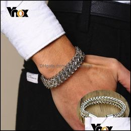 Link, Chain Bracelets Jewelry Vnox Punk 12.5Mm Wave Link For Men Stainless Steel Never Fade Wristband Rock Cool Male Pseira Y1125 Drop Deliv
